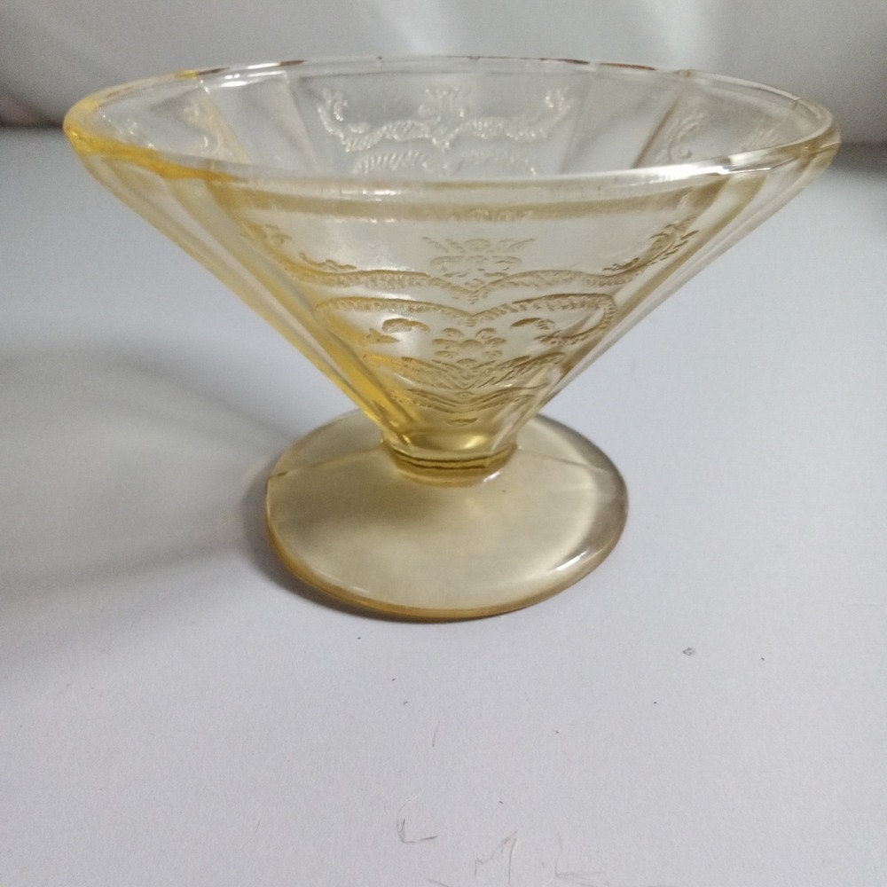 Federal Glass Madrid Sherbet Dish 1930s Amber Yellow Depression Glass Footed
